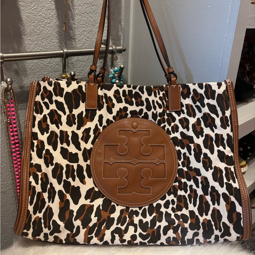 Tory Burch Brown Leopard Print Tote Bag